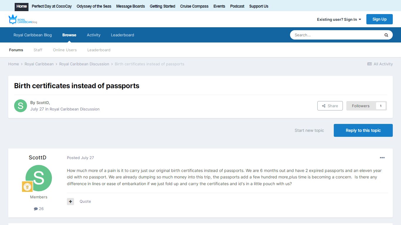 Birth certificates instead of passports - Royal Caribbean Discussion ...